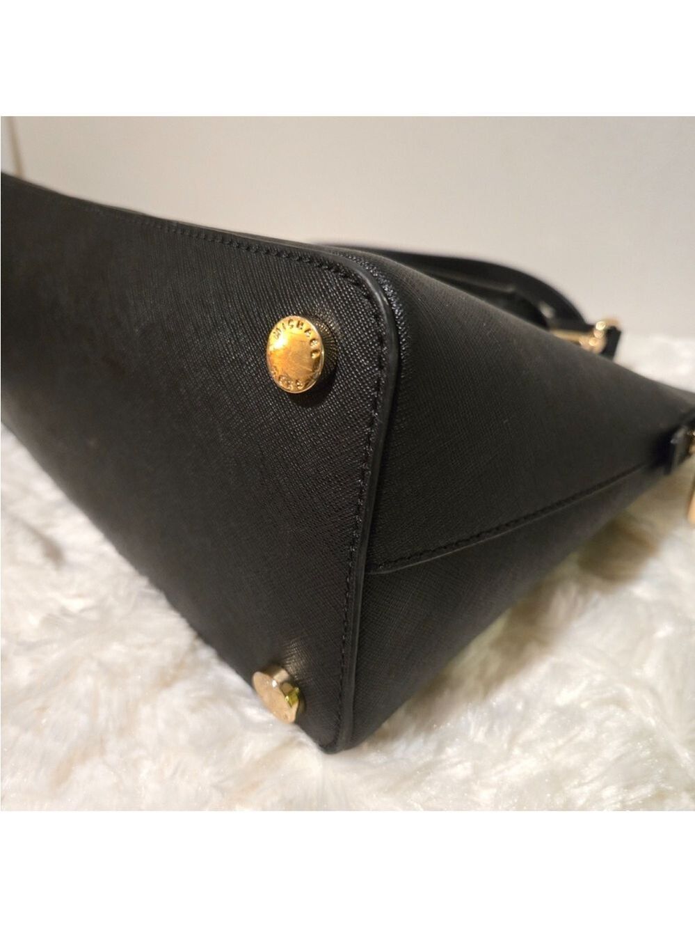 Michael Kors Cindy Large Black Leather Dome Satchel Bag - Like New - Picture 10 of 12